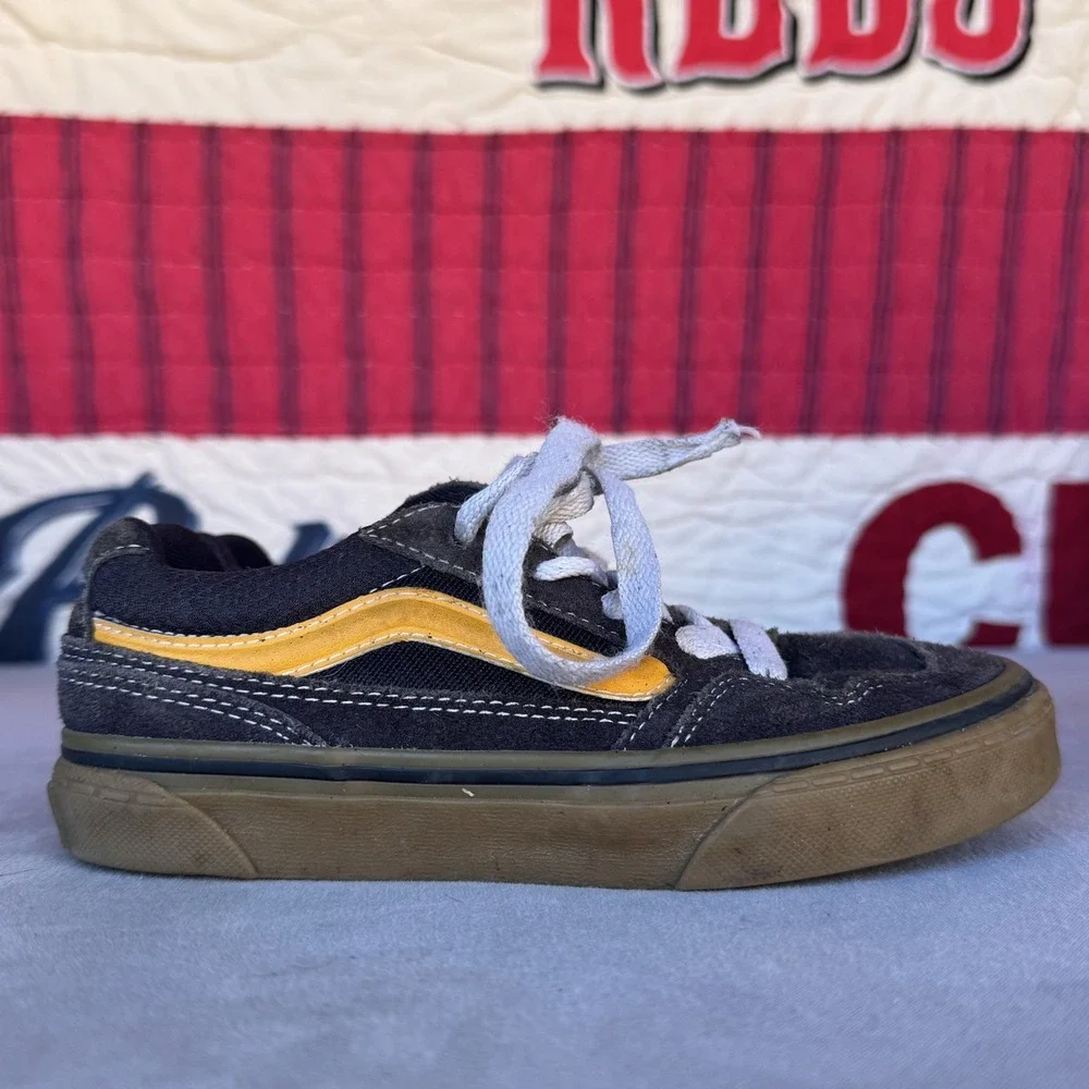 Size 1y - Vans Caldrone Youth Boy's‎ Suede Sneakers Navy Blue Classic Shoes